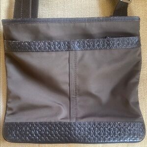 Coach Brown Messenger Bag with Woven Trim